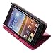 Bfun Packing Hot Pink Card Slot Wallet Leather Case Cover for LG Optimus L7 P705/P705G/700