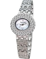Gemorie Women Fashion Oval Shape Cubic Zirconia Watch with Steel Band in Rhodium Plating (129004)