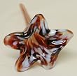 Deep Red and White Hand Blown Glass Star Flower Hummingbird/Butterfly Feeder with Wrought Iron Tabletop Stand