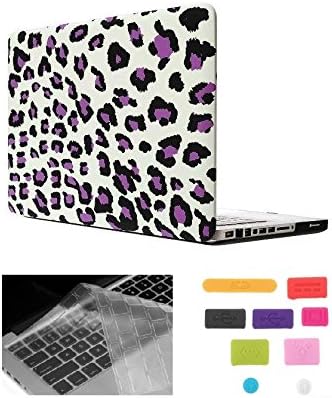 HYAIT 3-in-1 Ultra Slim Hard Case + Keyboard Cover + Anti-dust Plugs For Model A1278 13-inch Regular display Aluminum Unibody MacBook Pro --Purple Leopard