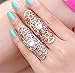 2pcs/lot Women Ring Hollow Flower Rhinestone Full Finger Armor Rings