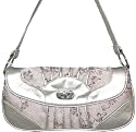 Minerva Collection Embroidered Satin Clutch Handbag Silver