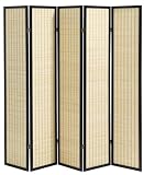 Clayton 5 panel Bamboo Room Divider, FIVE-PANEL, BLACK