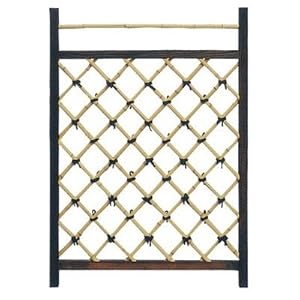 Japanese Garden Style Wood and Bamboo Fence Door