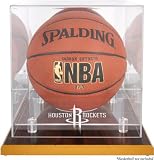 Houston Rockets Woodbase Logo Basketball Display Case and Mirror Back