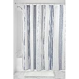 InterDesign Geometric Multi Stripe Fabric Shower Curtain, 72" X 72" - Navy/Slate Blue