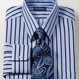 Blue Twill Wide Stripe Dress Shirt