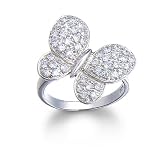 Sterling Silver Pave Cubic Zirconia Butterfly Ring by Cheline