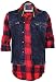 Kidzee stylish & trendy Red checks shirt with blue printed denim jacket for boys RS.1149.00