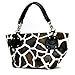 FASH Giraffe Print Faux Leather Tote Shoulder Handbag,Black,One Size