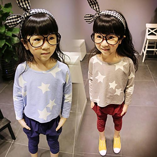 Urparcel Girls Loose T-shirts Crewneck Stars Print Tee Tops Long Sleeve Shirts