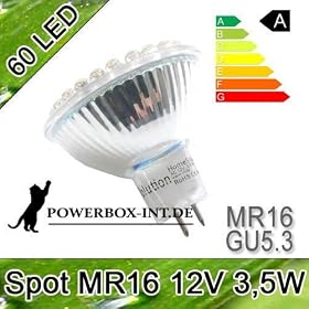 60 LED Spot MR16 GU5.3 12V 3,5 Watt Blanc Chaud MR 16 Spot Ampoule
