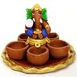 Ganesh Gift: Terra-cotta Ganesh Statue with Diya Holder