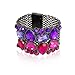 Purple Pink Silvertone Faceted Chunky Stretch