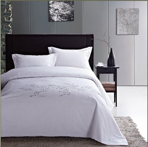 Renoir 3-piece duvet cover set, Queen, embroidered, geometric, grey, black white