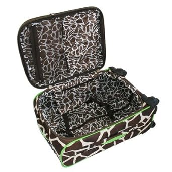 Animal Print 5 Piece Spinner Luggage Set Color: Giraffe Green