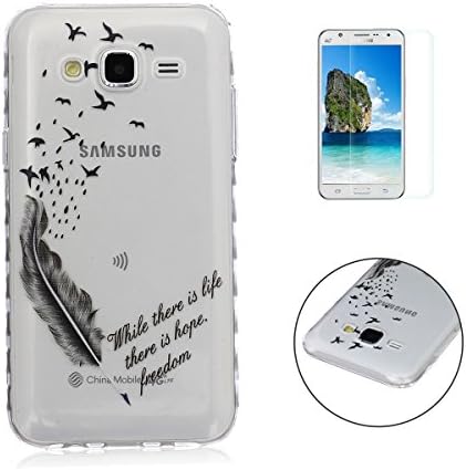 Samsung Galaxy J5(2015 Version) Case Transparent Silicon Cover Sireken Clear Soft Gel TPU Silicone Ultra Thin for Samsung Galaxy J5(2015 Version) [Feather And Birds]