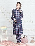 犬印本舗 Fairy フェアリー 授乳 しやすい チェック 柄 パジャマ M ～ L ネイビー