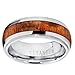 Titanium Wedding Band, Engagement Ring with Real Hawaiian Koa Rosewood Inlay, 8mm comfort fit