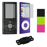 Assorted Colros - PU Leather Hard Shell Polycarbonate Crystal Case Cover with Screen Protector for the New Apple iPod Nano Nano-Chromatic 4th Generation 8 gb 8gb 16 gb 16gb 32 gb 32gb + Bonus Young Micro Shoe Silicone Pouch for Nike+ Sensor (Nano Chromatic Not Included)
