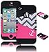Bastex Heavy Duty Hybrid Case for iPhone 4, 4S, 4th Generation - Black Silicone / Pink Anchor Chevron Hard Shell