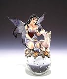 Fairy with Unicorn - Delightful and Mystical Sitting on Decorative Glass Ball Figurine 6 1/8 High Decor Collectible