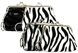 Set of 2 Zebra Print Vinyl and Velvet Womens Coin Purses