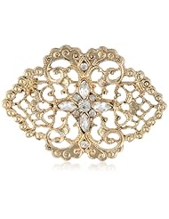 Downton Abbey "Gilded Age Boxed" Belle Epoch Swirl Filigree Pave Crystal Cluster Bar Pin