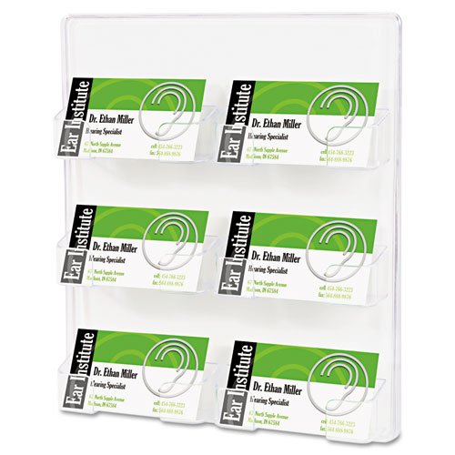 Image of deflect-o® - Six-Pocket Wall Mount Business Card Holder, 8 3/8 x 1 1/2 x 9 3/4, Clear - Sold As 1 Each - Display multiple cards in one convenient holder.