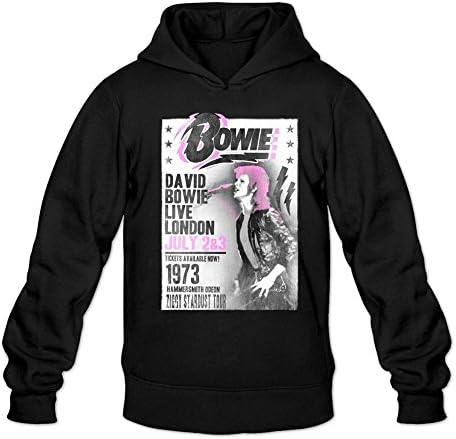 HICOU Design Cotton David Bowie Live in London Hoodie for Young Black L