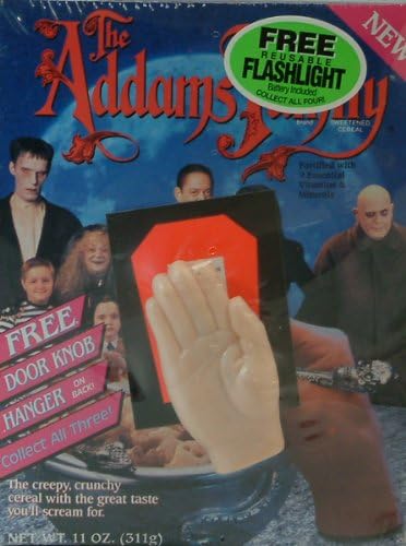 Addams Family Cereal Box with Free Flashlight "Thing"