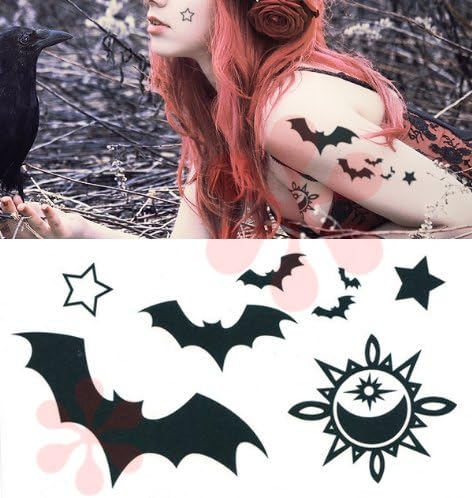 Halloween Temporary Tattoos Lower Back, Shoulder, Neck, Arm Temporary Tattoos - Bat