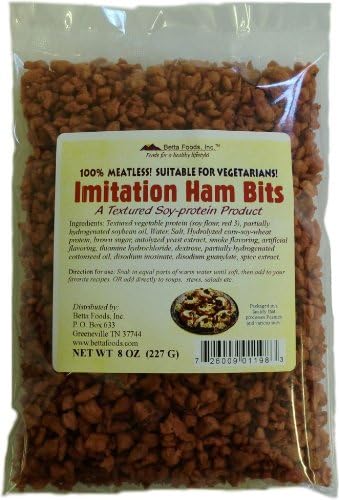 Betta Foods Imitation Ham Bits (Flavored TVP), 8-Ounce Bag