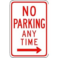Street & Traffic Sign Wall Decals - No Parking Any Time from here to Right Sign - 12 inch Removable Graphic