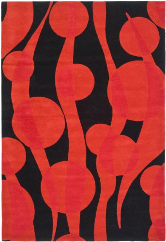 Safavieh Handmade New Zealand Wool Flora Black Red Rug 3'6 x 5'6