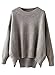Futurino Women's Crew Neck Solid Long Drop Sleeves Loose Knit Pullover Sweater