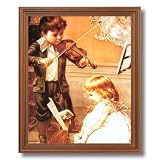 Victorian Boy Girl Piano Wall Decor Contemporary Picture Oak Framed Art Print