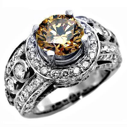 3.63ct Chocolate Round Diamond Engagement Ring 