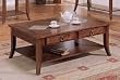 Dark Mahogany Finish Coffe Table with Storage Drawers and Slate Inlays