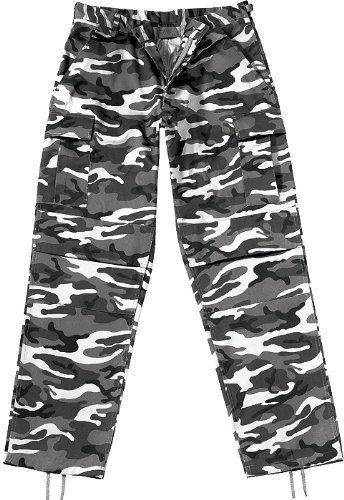 Camouflage Military BDU Pants, Army Cargo Fatigues (City Camouflage, Size Medium)