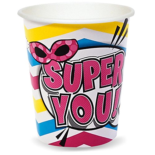 Superhero Girl Party Supplies - 9 oz. Paper Cups