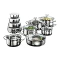 Karcher 121008 Kochtopf Set Jasmin - hochwertiges 20-teiliges Edelstahl Kochtopf Set mit Schmorbratenpfanne und 4 Edelstahlsch�sseln - Induktionsgeeignet