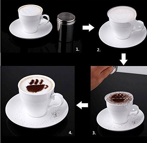 16pcs/set Coffee Milk Cake Cupcake Stencil Template Mold Coffee Barista Cappuccino Template Strew Pad Duster Spray Tools