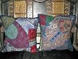 Chair Cushion Covers-2 Mid Night Blue Embroidery Sari Toss Pillow Cushion Covers Free Shipping