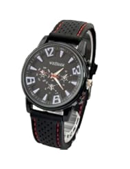 Watch: DAISY*VZU New Titanium Casing Fashion Business Men Army Sport Silicone Rubber Watch (black) - DAISY*VZU