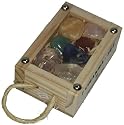 Chakra Box - in Holzkiste - 7 verschiedene Edelsteine, Bergkristall, Amethyst, Sodatiet, Aventurin, Carneol, Calcit, Rosenquarz