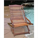 Teak Outdoor Slingback Chair (Natural Wood) (28H x 40W x 25D)