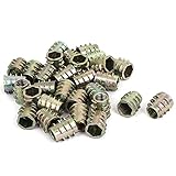 uxcell　インサートナット　挿入ナット　亜鉛めっき　金属　六角ソケットネジ　真鍮トーン　木材用　M6x10mm　30個