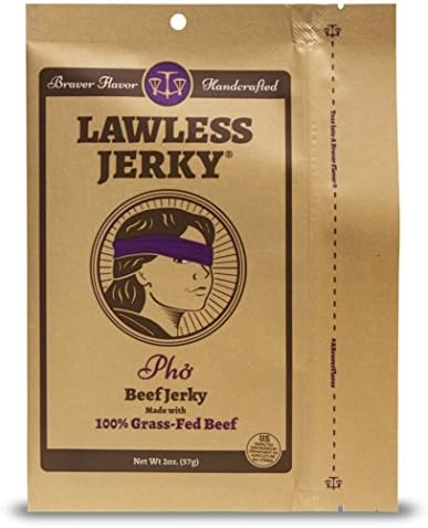 Lawless Craft Jerky Pho Beef Jerky 2 Ounce Pouch, (Pack of 4)