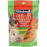 Vitakraft Pet Rabbit Slims with Carrot - Nibble Stick Treat, 1.76 Ounce Pouch